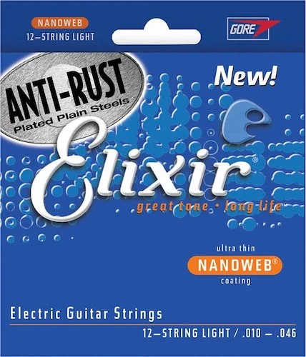 Elixir 12450 Nickel Plated Steel (12 String) Electric Guitar Strings NANOWEB. Light 10-46 & 10-26