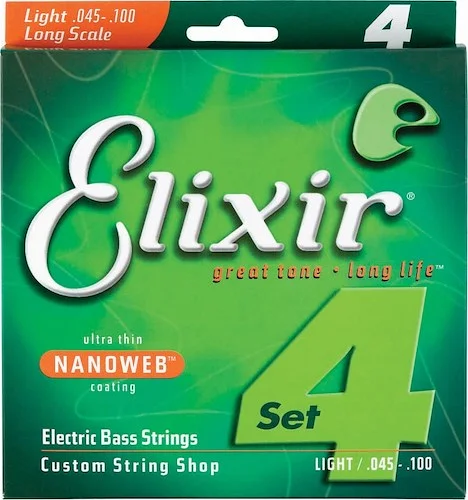 Elixir 14052 Nickel Plated Steel Bass Strings with NANOWEB. Long Scale Light 45-100