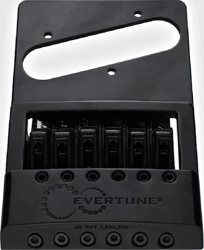 Evertune T Model 6 String Bridge for Tele Style Guitars Black Finish Left Hand