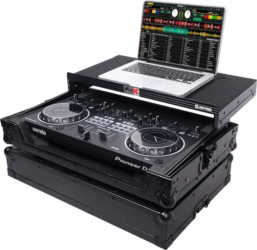 Flight Case for Pioneer DDJ-REV1 Digital Controller W-Sliding Laptop Shelf Black On Black