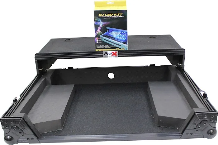 Flight Case for Pioneer DDJ-SR2 Digital Controller W-Laptop Shelf and Bonus LED Kit | Black on Black