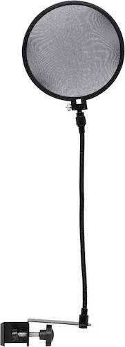 Fully adjustable pop screen for studio condenser microphone