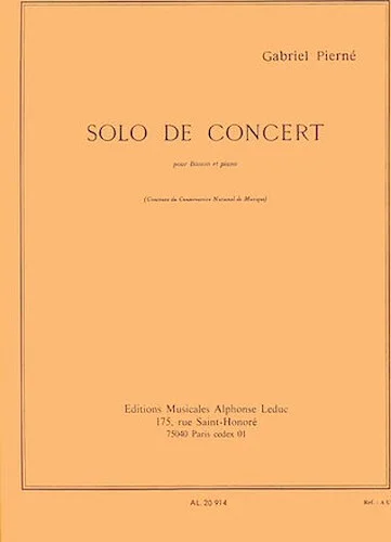 Gabriel Pierne - Solo De Concert Pour Basson Et Piano.