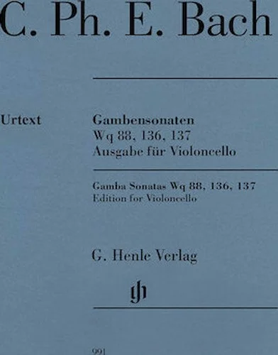 Gamba Sonatas Wq 88, 136, 137 - Edition for Violoncello and Harpsichord
With marked and unmarked string parts