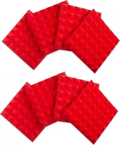 Gator 8 Pack of Red 12x12" Acoustic Pyramid Panel