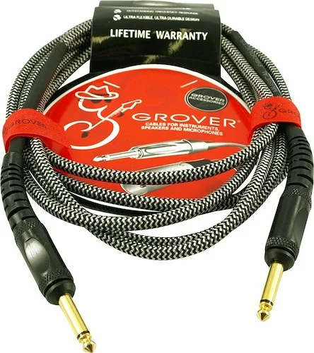 Grover Braided Fabric Noiseless Instrument Cable 10 Foot