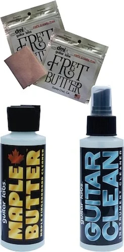 Guitar Maintenance Polish Pack - 2 Fret Butter Packs, 1 Guitar Clean Pack & 1 Maple Butter Pack