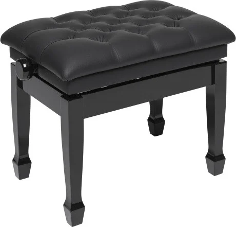 Highgloss black concert hydraulic piano bench with fireproof black vinyl top