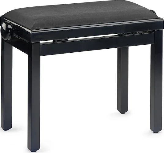 Highgloss black piano bench with ribbed black velvet top