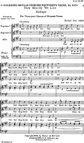 How Merrily We Live A Cappella