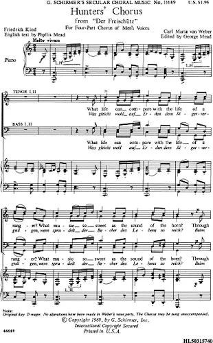 Hunters Chorus  From Der Freischutz