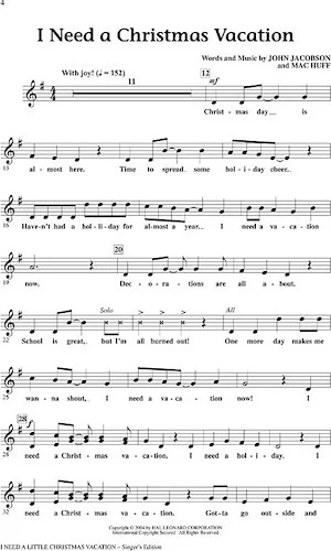 I Need A Little Christmas Vacation - (All School Holiday Revue)