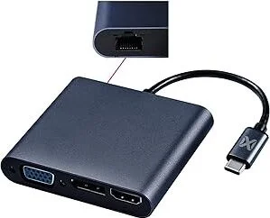 JAVEX USB-C Adapter [USB 3.1 5Gbps] | RJ45, DisplayPort, HDMI 4K60Hz [for DP Alt Mode Supported Devices], D-Sub, Black