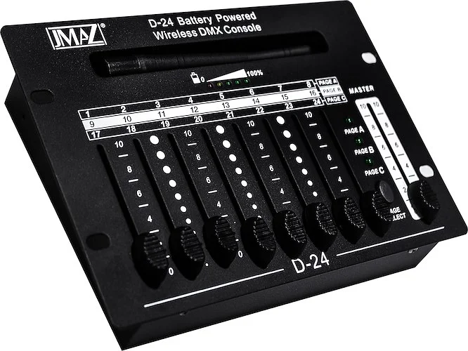 JMAZ D-24 Wireless DMX Controller Wireless Battery Powered DMX Controller w/ 24 Channels of Control - JZ6001