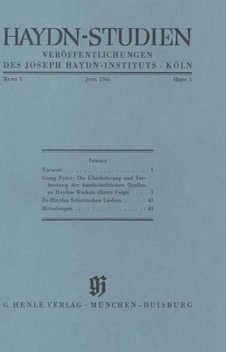 Juni 1965 - Haydn Studies Volume I, No. 1