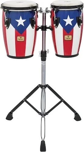 Junior Series Puerto Rican Flag Finish Congas - with Double Stand