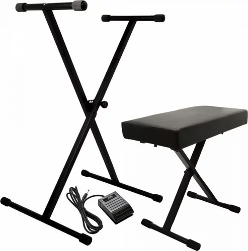 Keyboard Stand and Bench Pack w/ Keyboard Sustain Pedal