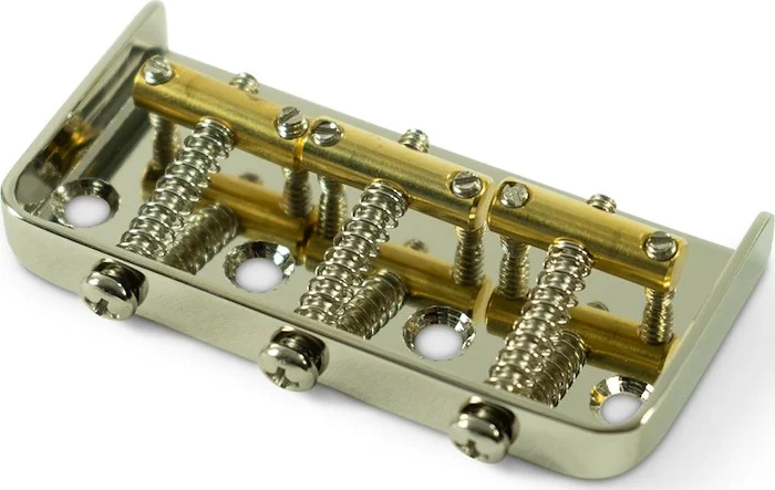 Kluson 1/2 Size Replacement Bridge For Fender Telecaster Steel With Brass Saddles - Gloss Nickel