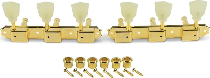Kluson 3 On A Plate Supreme Series Tuning Machines Gold With Plastic Keystone Button