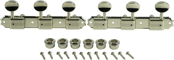 Kluson 3 On A Plate Supreme Series Tuning Machines Nickel With Metal Oval Button