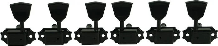 Kluson 3 Per Side Deluxe Series Tuning Machines - Double Line - Standard Post - Black With Metal Key