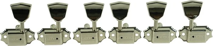 Kluson 3 Per Side Deluxe Series Tuning Machines - Single Line - Standard Post - Nickel With Metal Ke