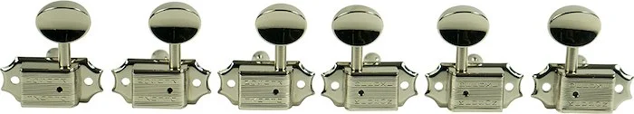 Kluson 3 Per Side Deluxe Series Tuning Machines - Double Line - Standard Post - Nickel With Metal Ov