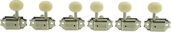 Kluson 3 Per Side Deluxe Series Tuning Machines - Double Line - Standard Post - Nickel With Plastic 