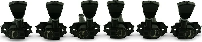 Kluson 3 Per Side Revolution Series G-Mount Tuning Machines Black With Metal Keystone Button