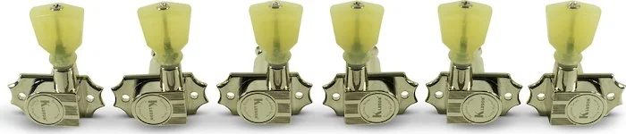 Kluson 3 Per Side Revolution Series G-Mount Non-Collared Tuning Machines Nickel With Plastic Keyston