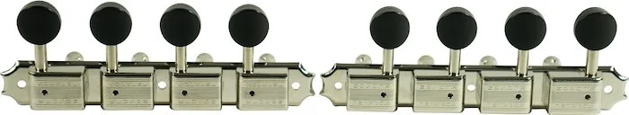 Kluson 4 On A Plate Supreme Series A Style Mandolin Tuning Machines Nickel With Black Buttons