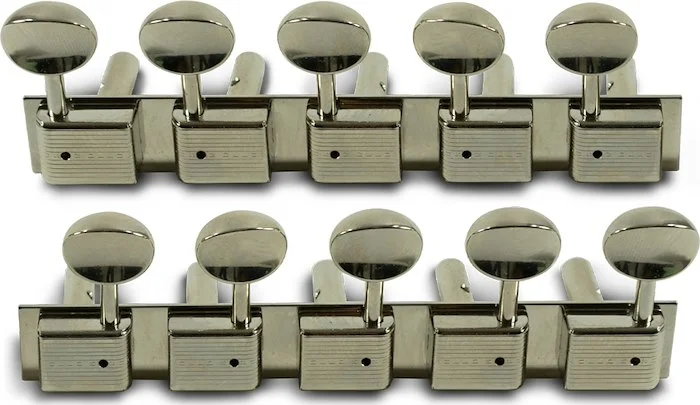 Kluson 5 On A Plate Deluxe Series Tuning Machines For Lap Steel Guitar, Nickel