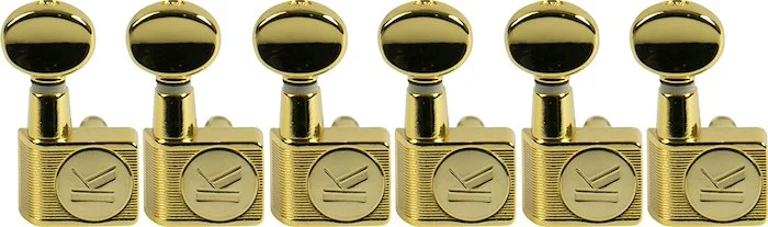 Kluson 6 In Line Contemporary Diecast Series 2 Pin Tuning Machines With Staggered Posts Gold