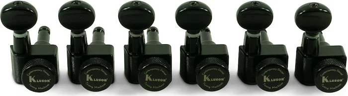 Kluson 6 In Line Locking Contemporary Diecast Series 2 Pin Tuning Machines With Staggered Posts Black