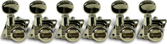 Kluson®; 6 In Line Locking Revolution Series F-Mount Tuning Machines With Staggered Posts Nickel