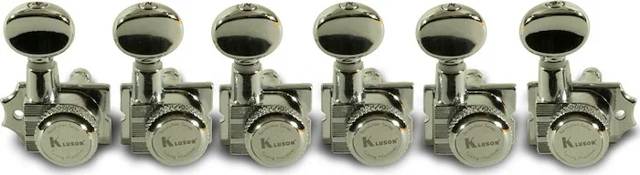 Kluson 6 In Line Locking Revolution Series H-Mount Tuning Machines With Staggered Posts Chrome