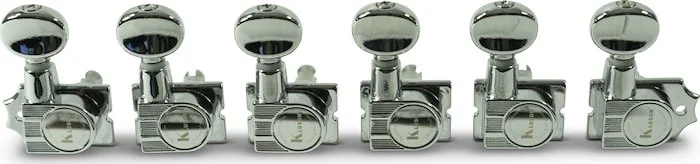 Kluson 6 In Line Revolution Series H-Mount Tuning Machines With Staggered Posts Chrome
