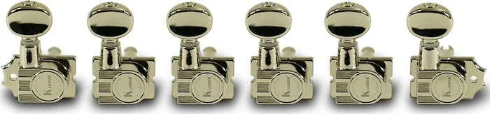 Kluson 6 In Line Revolution Series H-Mount Tuning Machines With Staggered Posts Nickel