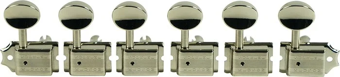 Kluson 6 In Line Supreme Series Tuning Machines Nickel With Metal Oval Button