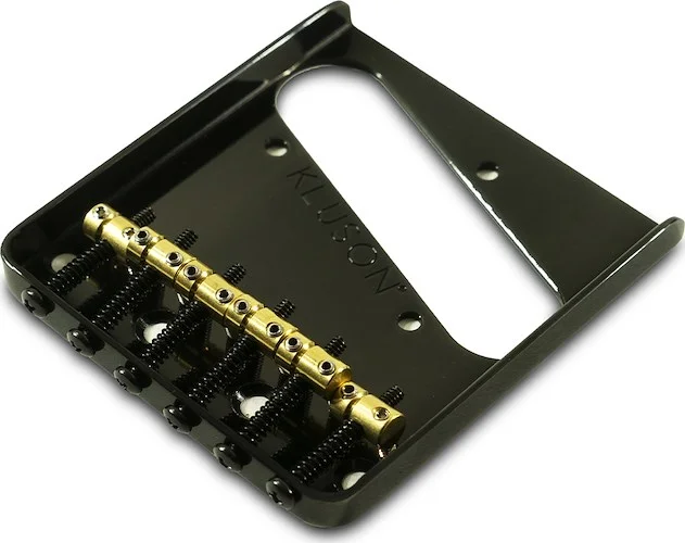 Kluson Steel Bridge For Fender Telecaster With 6 Brass Saddles Black