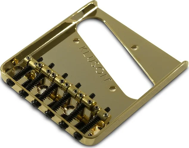 Kluson Steel Bridge For Fender Telecaster With 6 Brass Saddles Gold