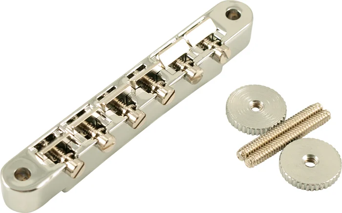 Kluson USA Replacement Non-Wired ABR-1 Tune-O-Matic Bridge Chrome With Brass Saddles