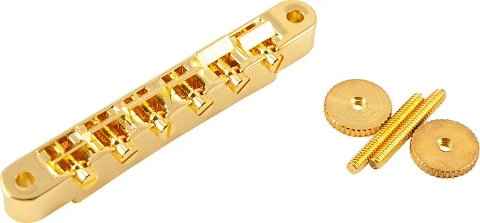 Kluson USA Replacement Non-Wired ABR-1 Tune-O-Matic Bridge Gold With Brass Saddles