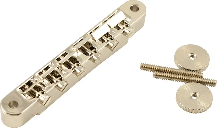 Kluson USA Replacement Non-Wired ABR-1 Tune-O-Matic Bridge Nickel With Brass Saddles
