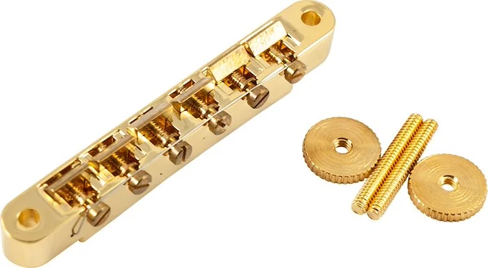 Kluson USA Replacement Wired ABR-1 Tune-O-Matic Bridge With Plated Brass Saddles Gold