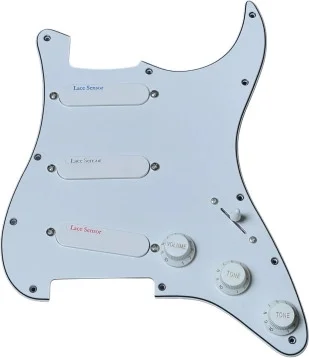 Lace Sensor Blue/Silver/Red S/S/S Loaded Pickguard - 3-Ply - White