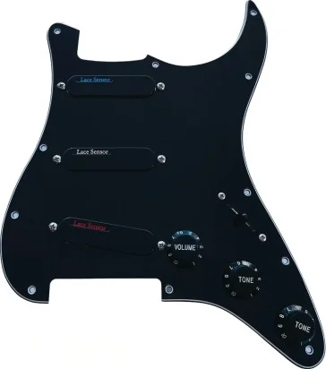Lace Sensor Blue/Silver/Red S/S/S Loaded Pickguard - 3-Ply - Black