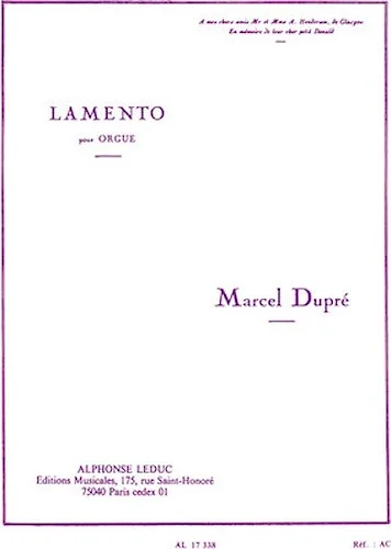 Lamento pour Orgue - Op. 24