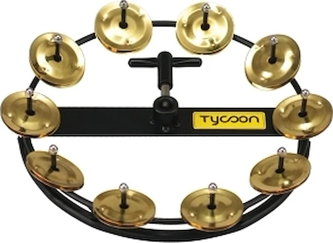 Large Hi-Hat Tambourine with 10 Pair of Jingles - with Brass Jingles