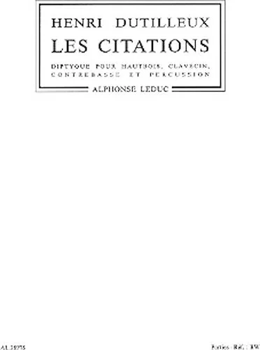 Les Citations - for Oboe, Harpsichord, Double Bass and Percussion